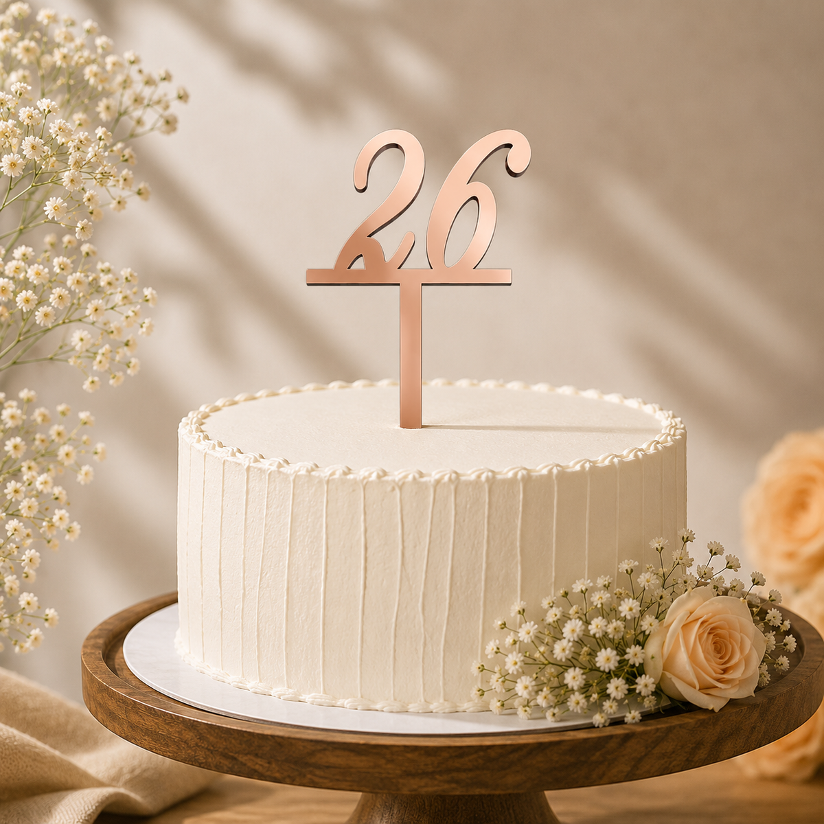 Elegant Number 26 Decorative Cake Topper