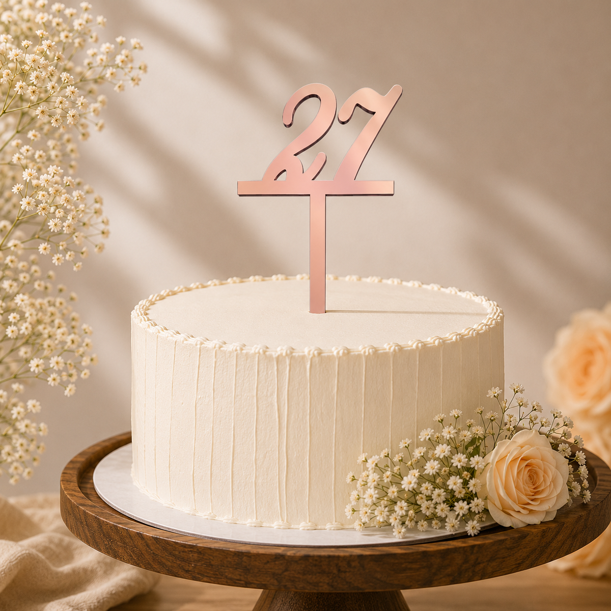 Elegant Number 27 Decorative Cake Topper