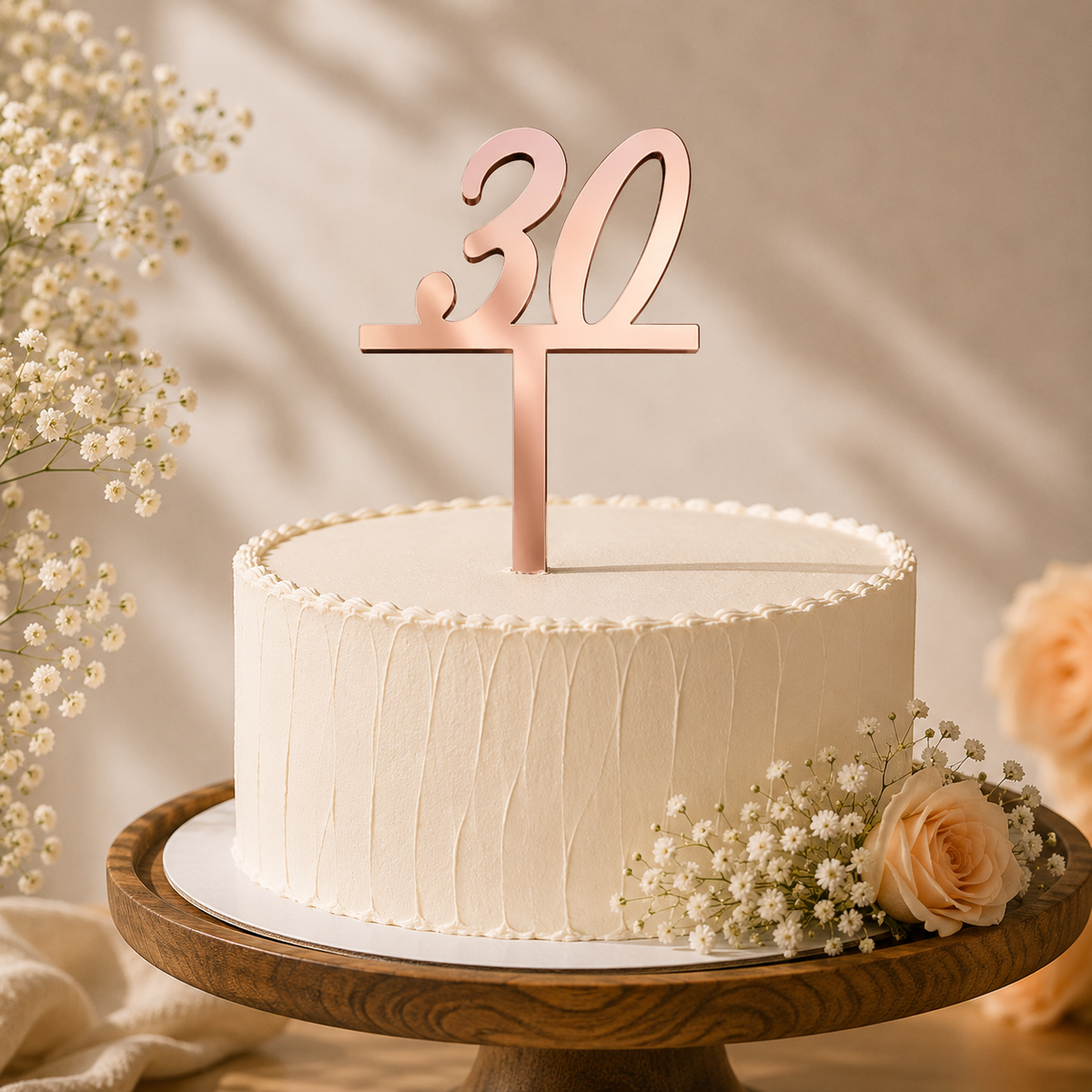 Elegant Number 30 Decorative Cake Topper
