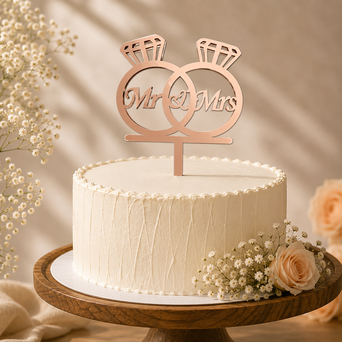 Mr & Mrs Ring Decorative Cake Topper