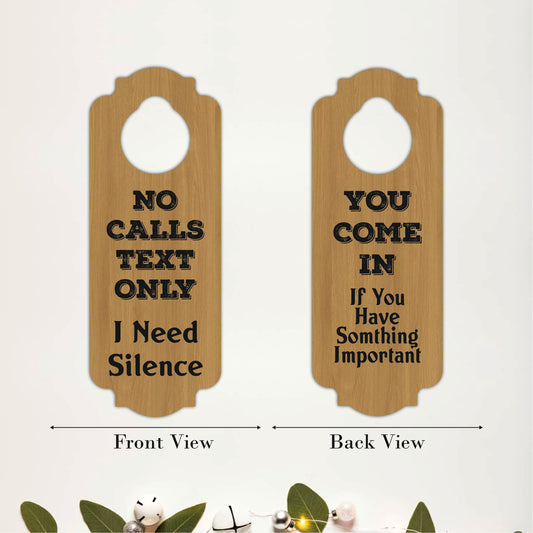 No Calls Text Only Wooden Door Hanger Sign Board