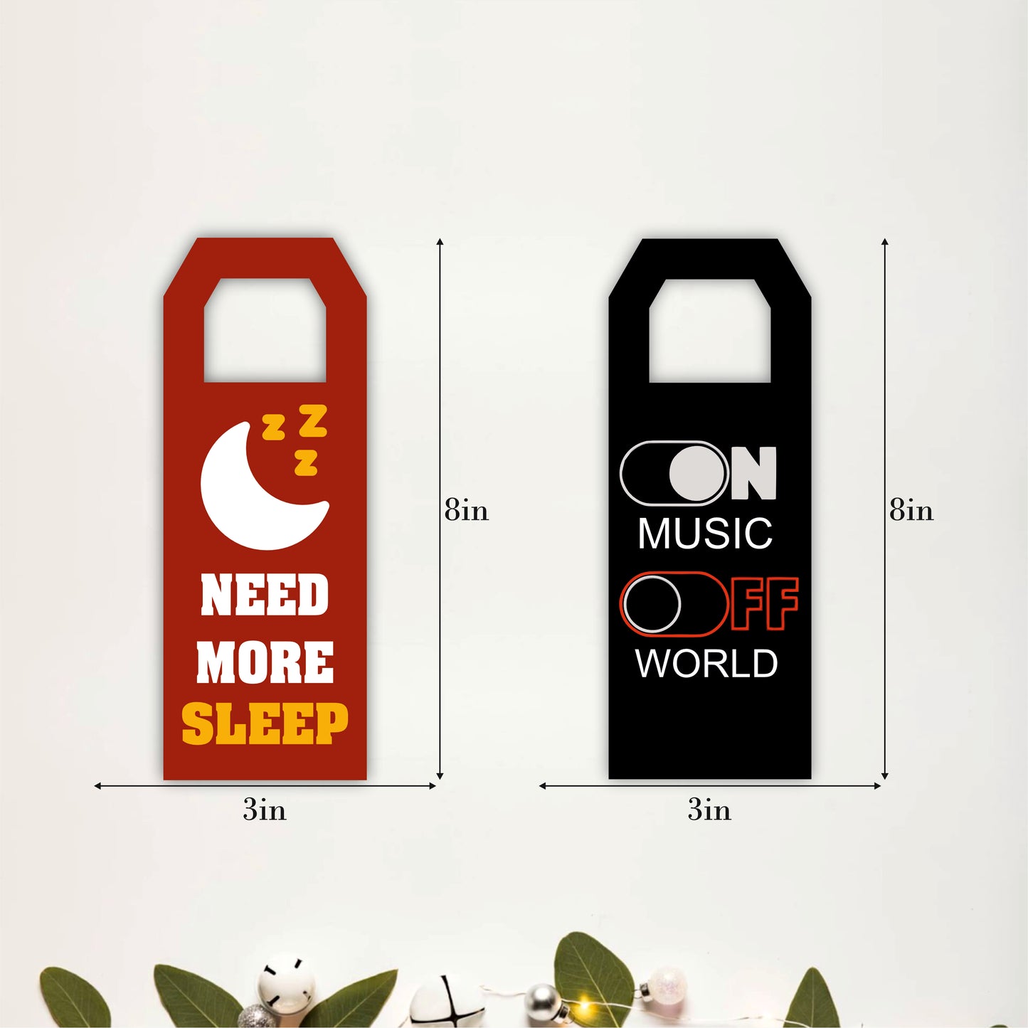 On Music Off World Wooden Door Hanger Sign Board