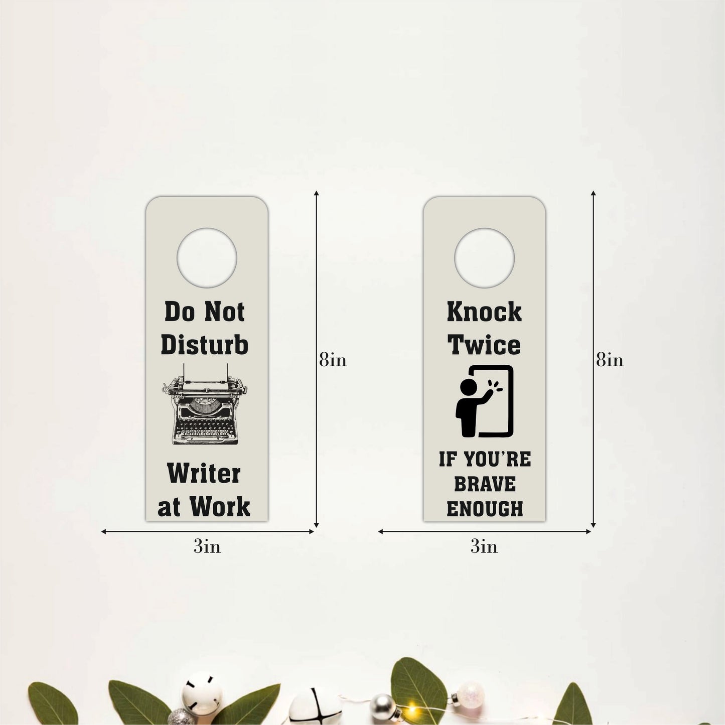 Knock Twice If You're Brave Enough Wooden Door Hanger Sign Board