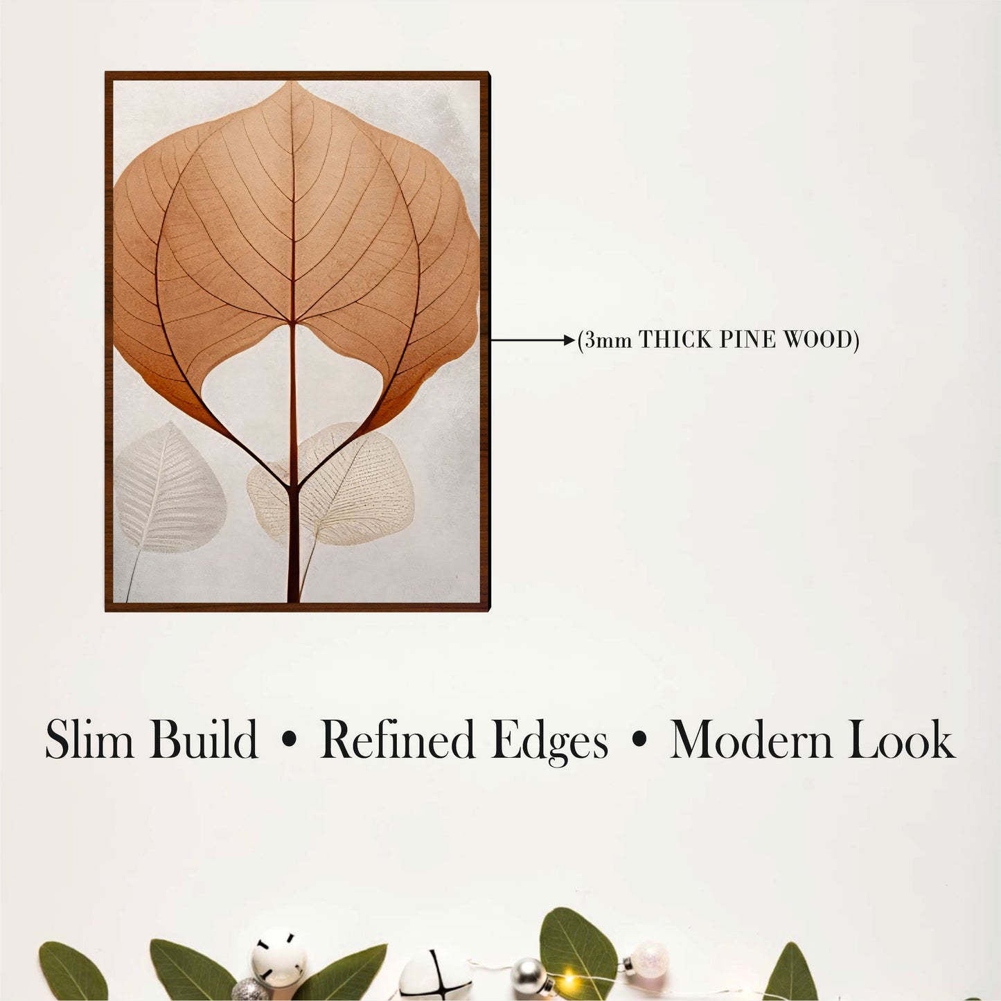 Minimal Botanical Leaf Wooden Wall Art Set