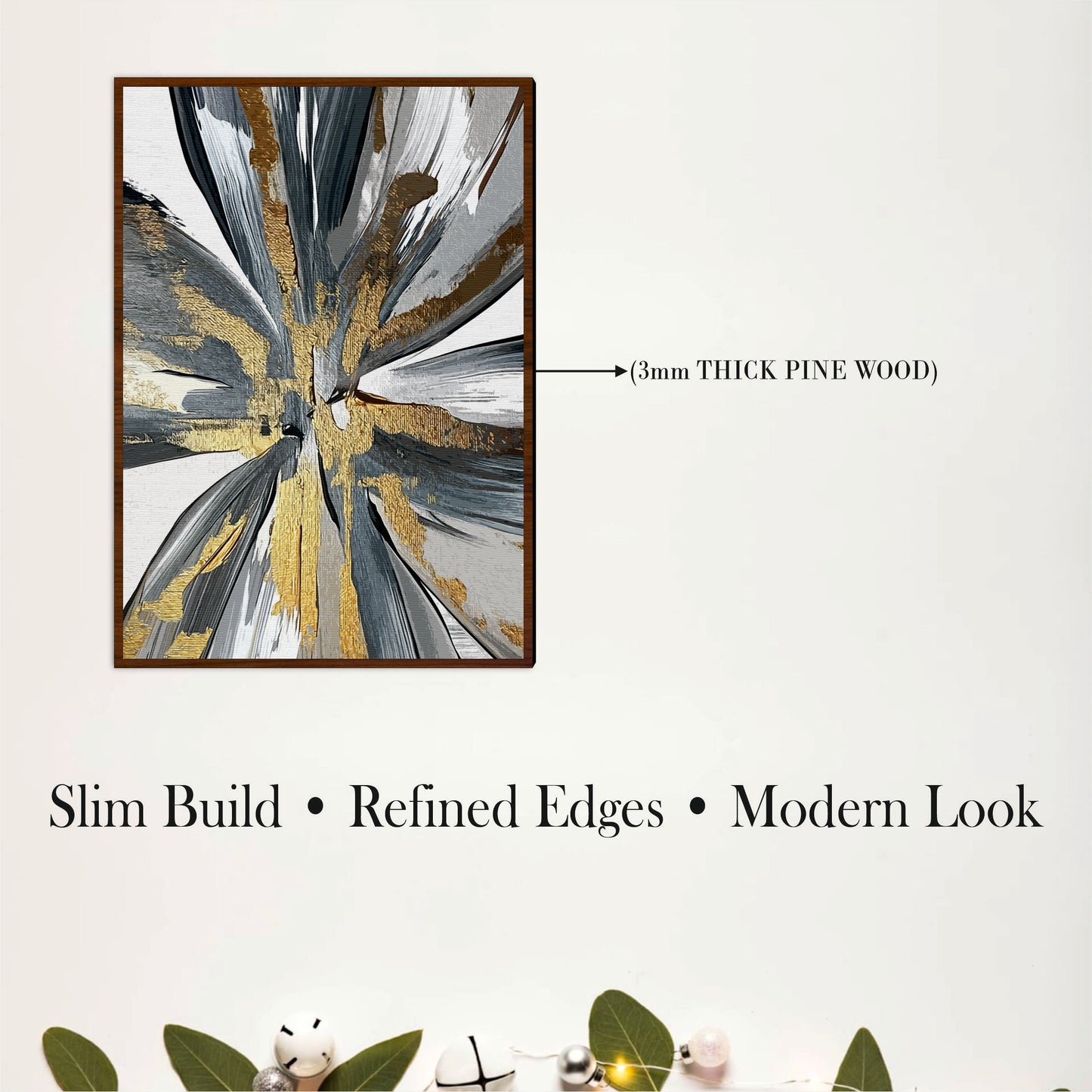 White Magnolia & Abstract Wooden Wall Art Set