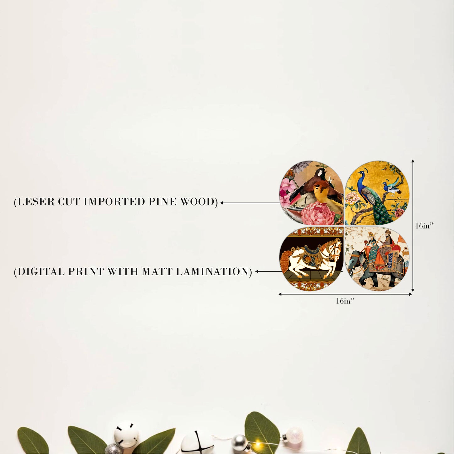 Colorful Songbirds & Floral Round Wooden Wall Art