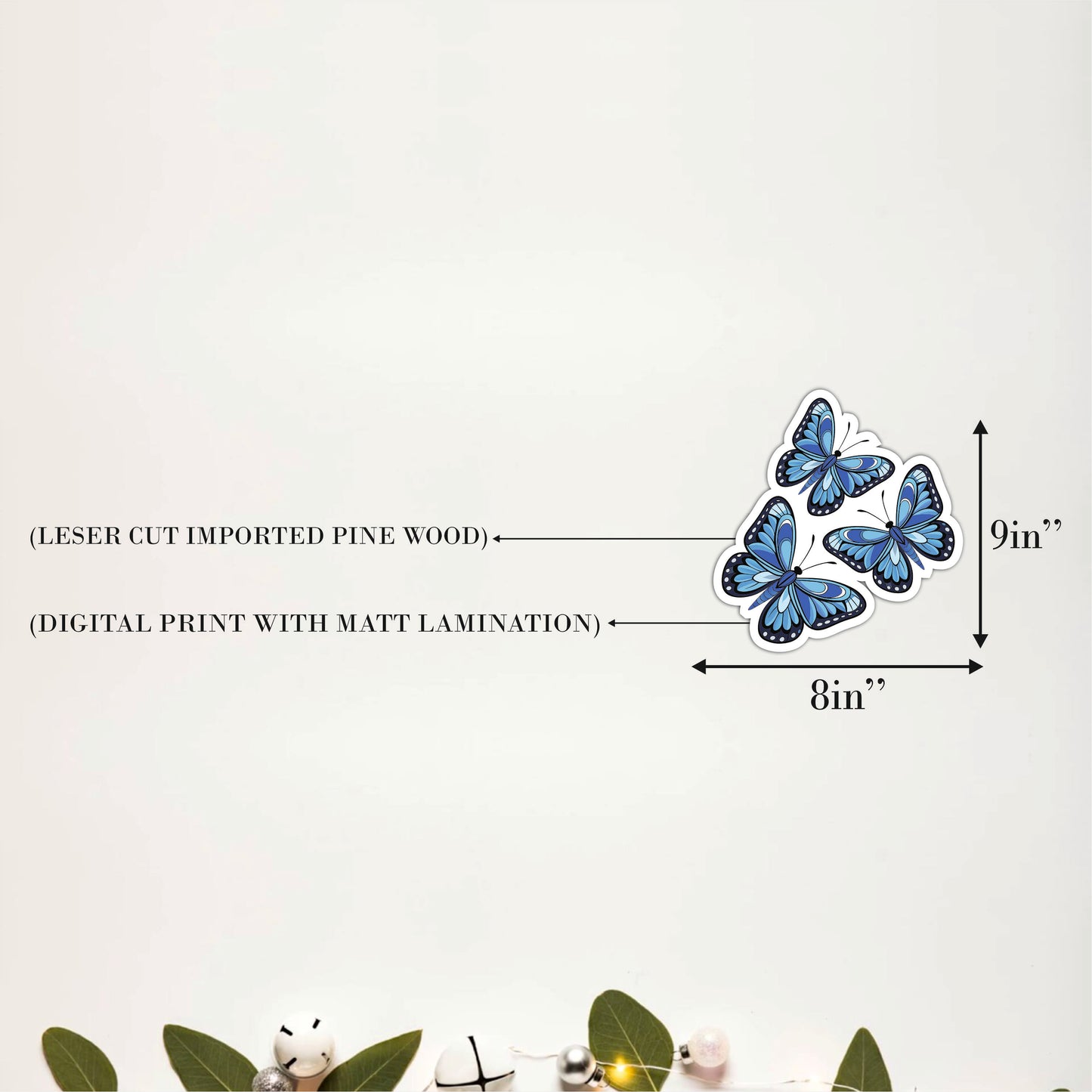 Blue Butterfly Wooden Wall Art Set