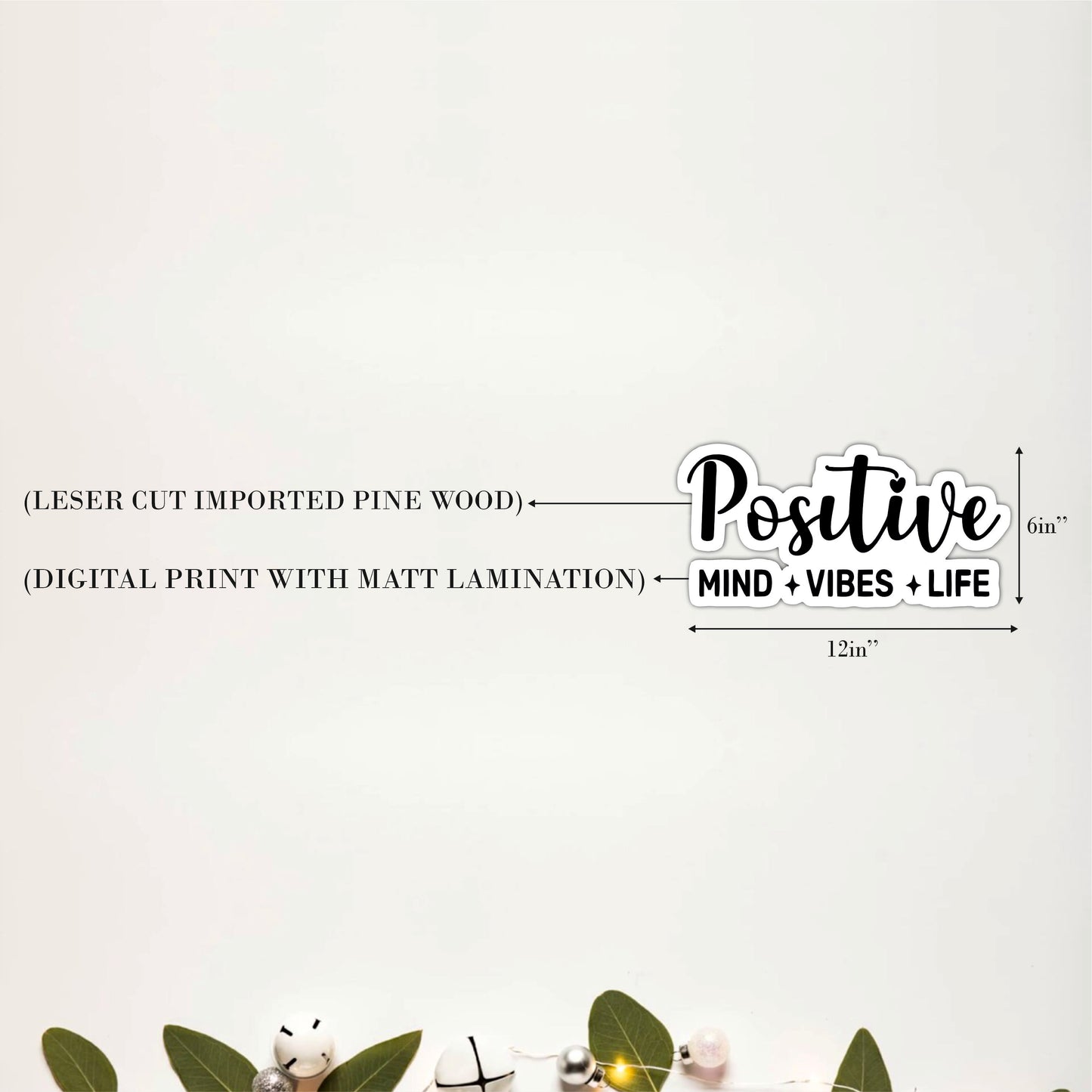 Positive Mind Vibes Life Inspirational Wooden Wall Art