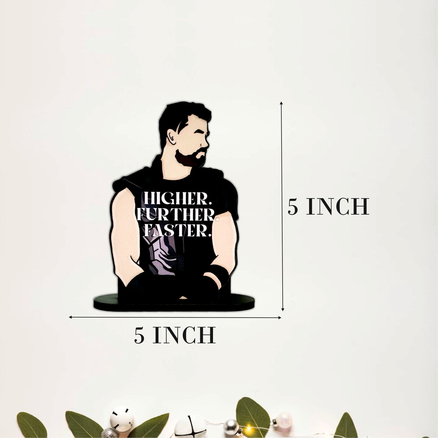Higher. Further. Faster. Motivational Superhero Table Top Decor