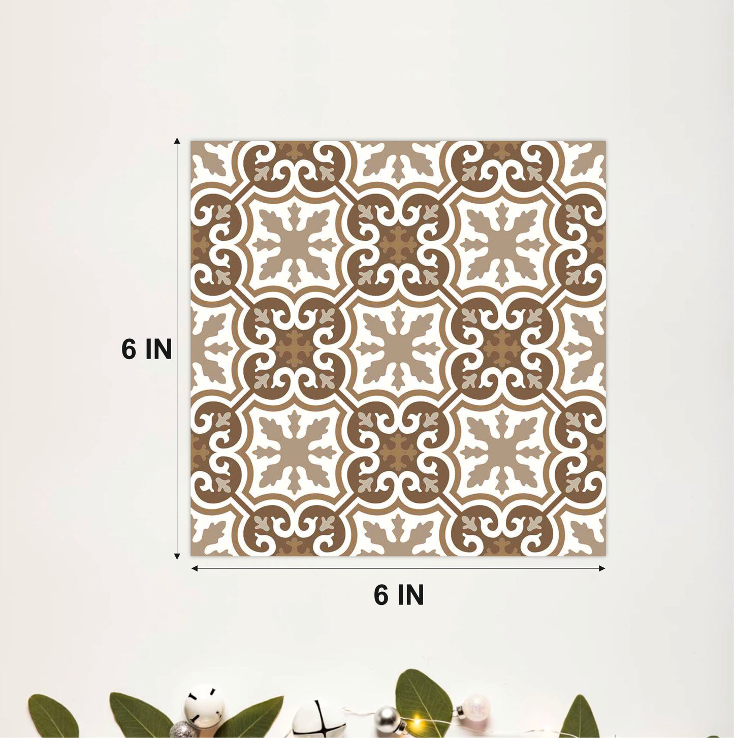 Warm Taupe Arabesque Tile Sticker