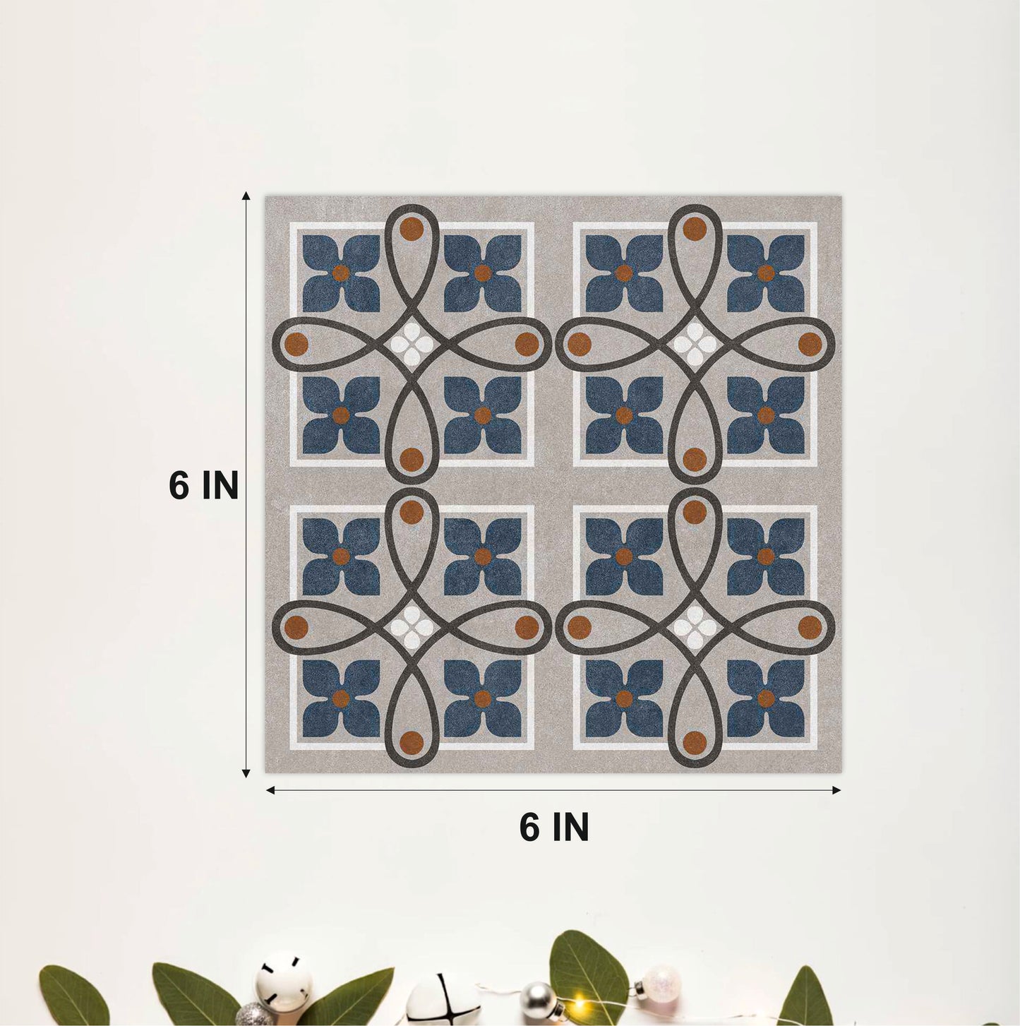 Navy Botanical Mosaic Tile Sticker