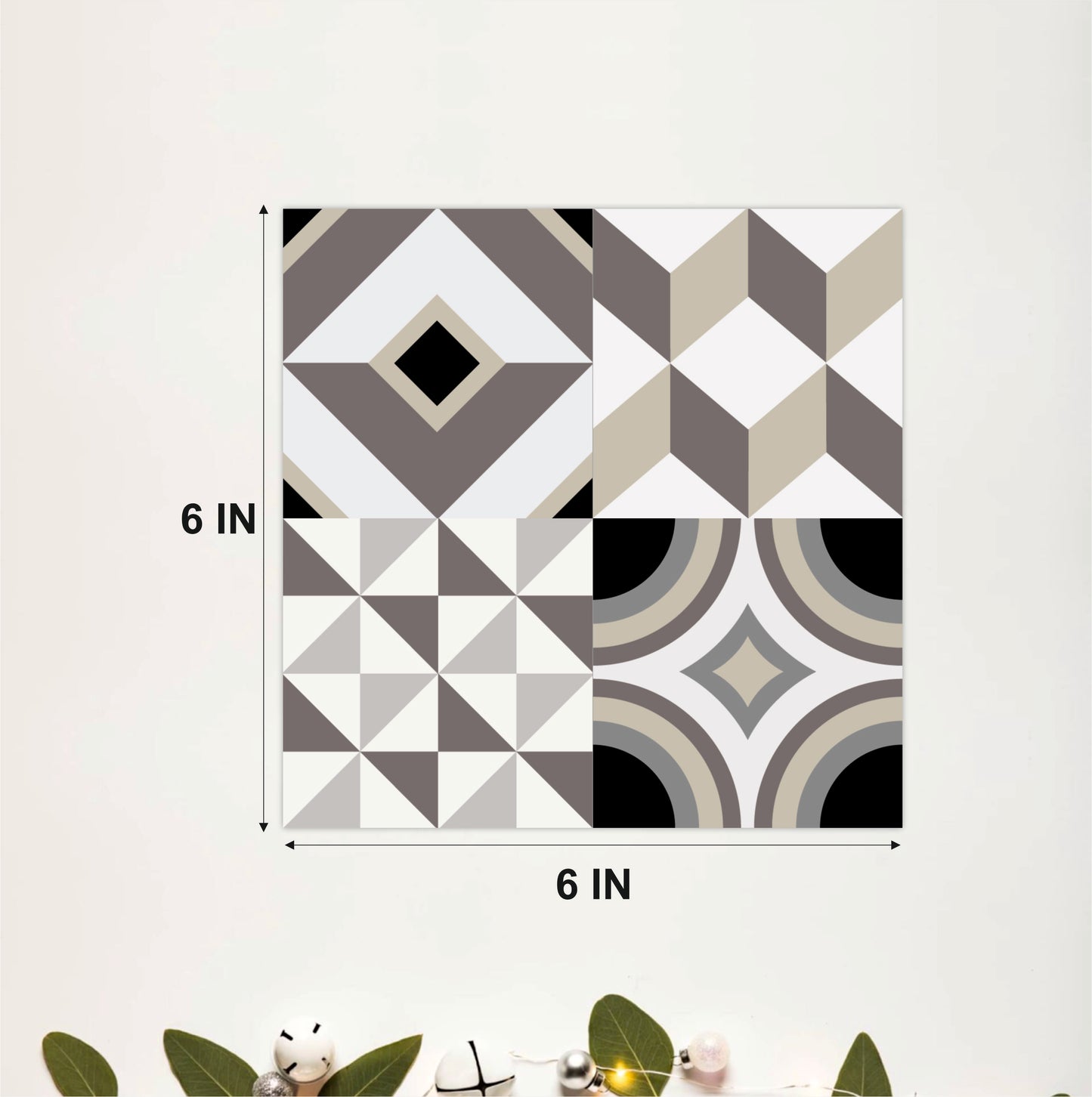 Modern Neutral Geometric Patchwork Tile Sticker