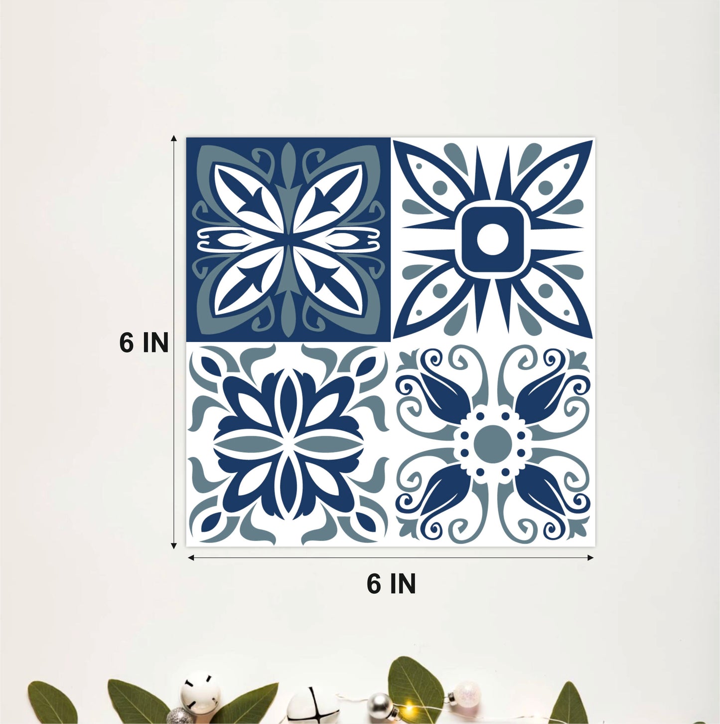 Blue Floral Patchwork Tile Sticker Set