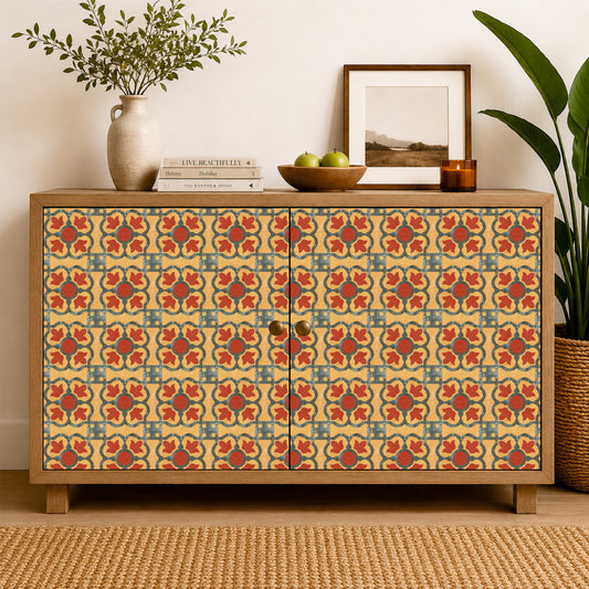 Vintage Mustard Floral Tile Sticker
