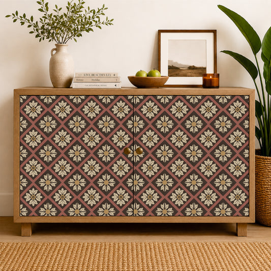Rustic Brown Floral Tile Sticker