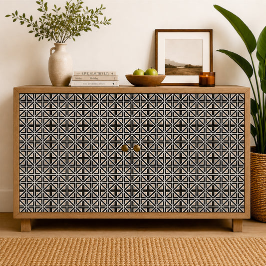 Modern Black Geometric Mosaic Tile Sticker