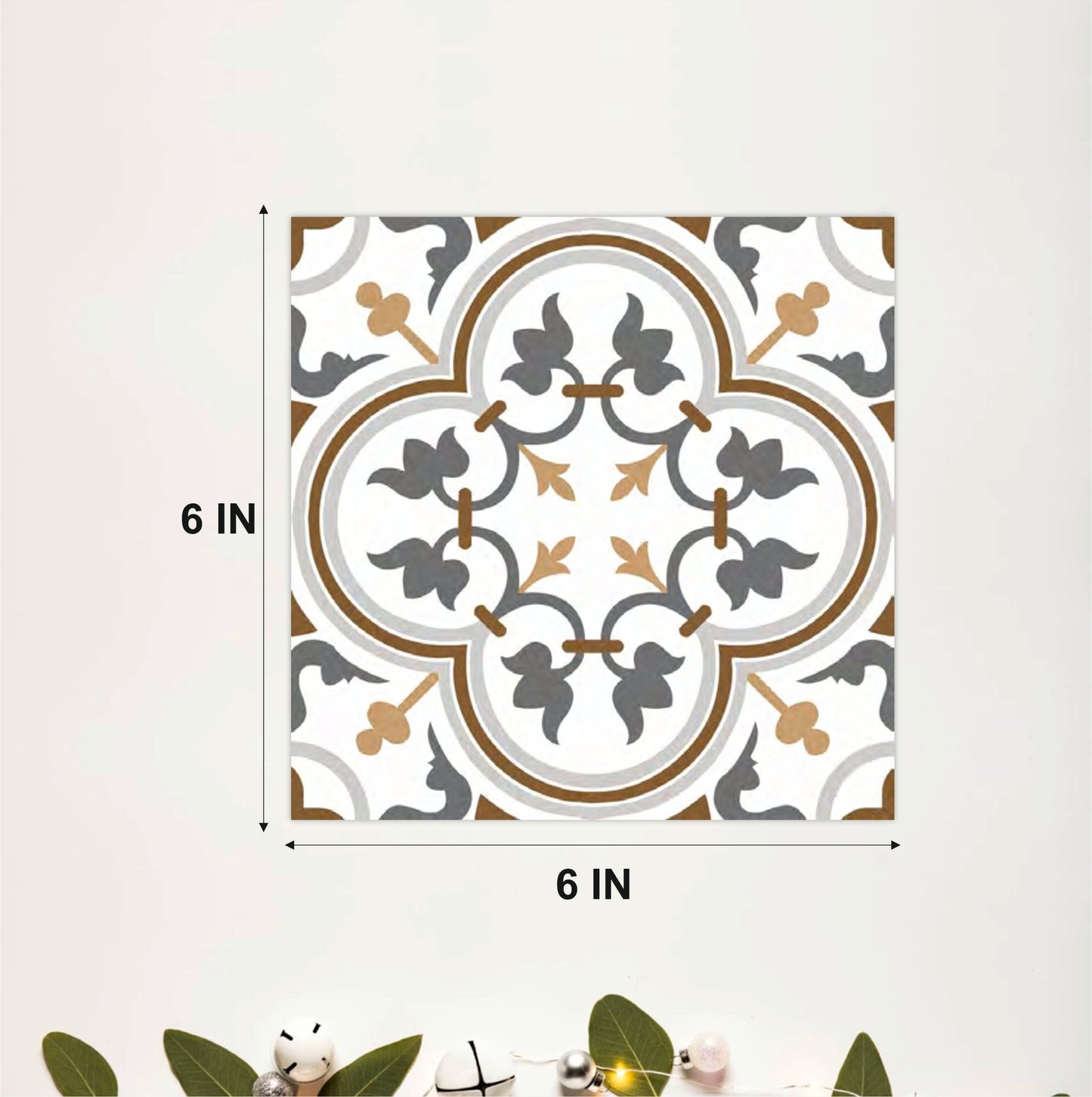 Rustic Grey & Mustard Floral Tile Sticker