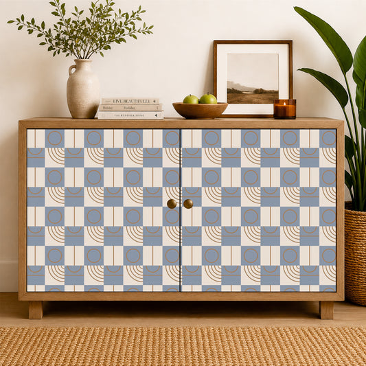 Sky Blue Geometric Abstract Tile Sticker