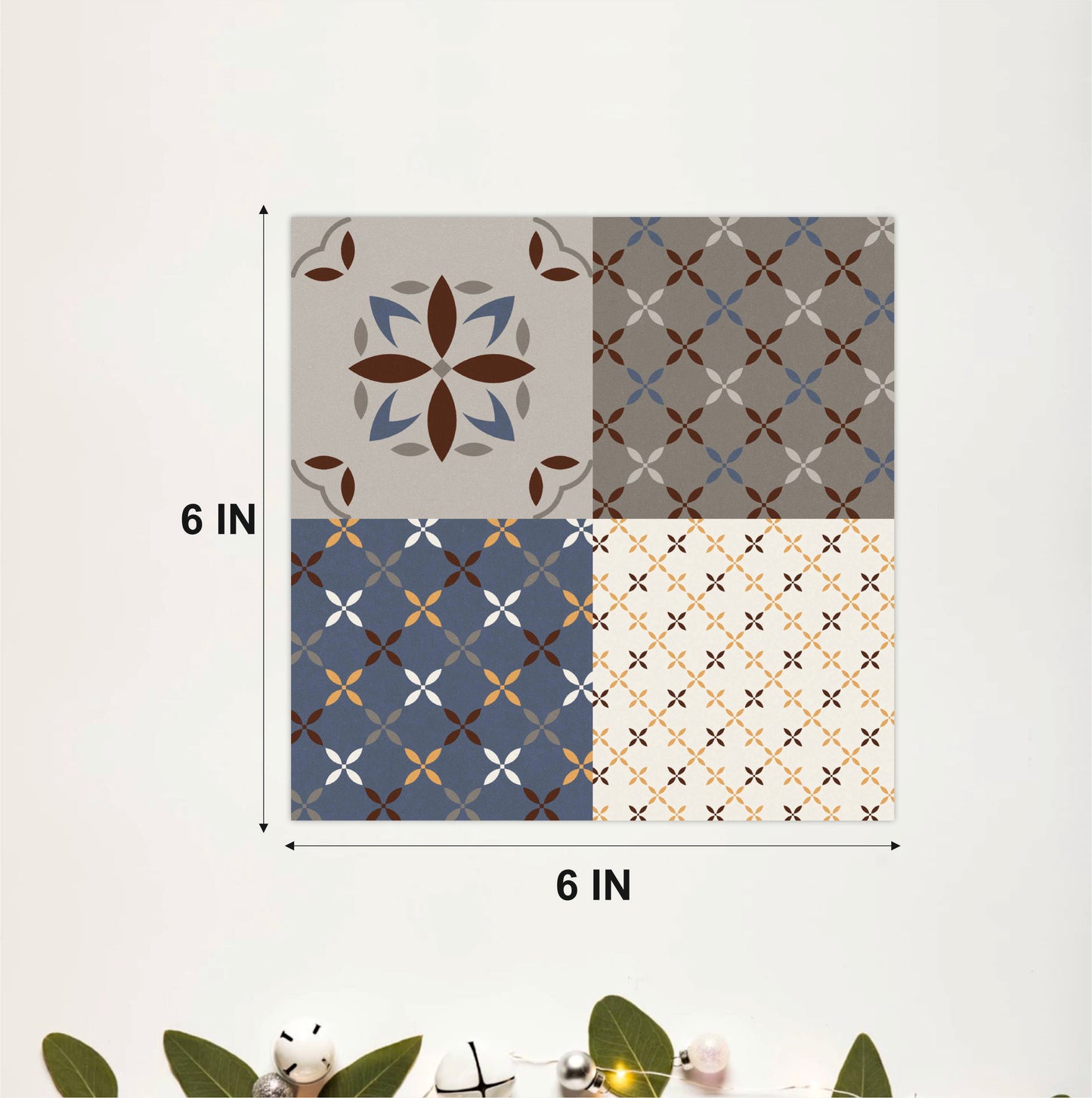 Mixed Floral & Geometric Tile Sticker Set