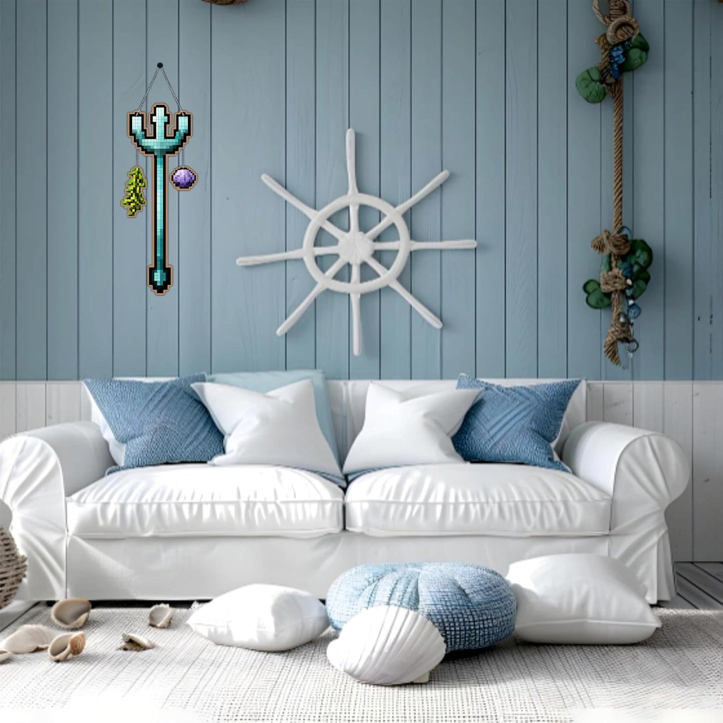 Pixel Ocean Trident Gaming Wall Hanging
