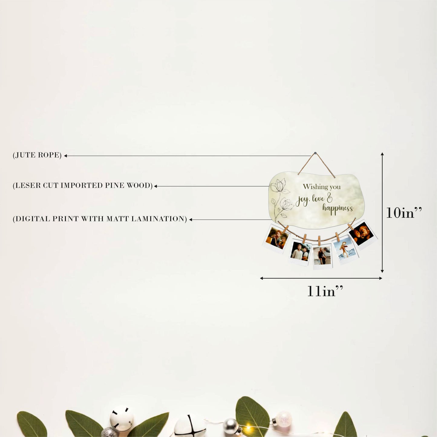 Wishing You Joy Love & Happiness Botanical Photo Hanging