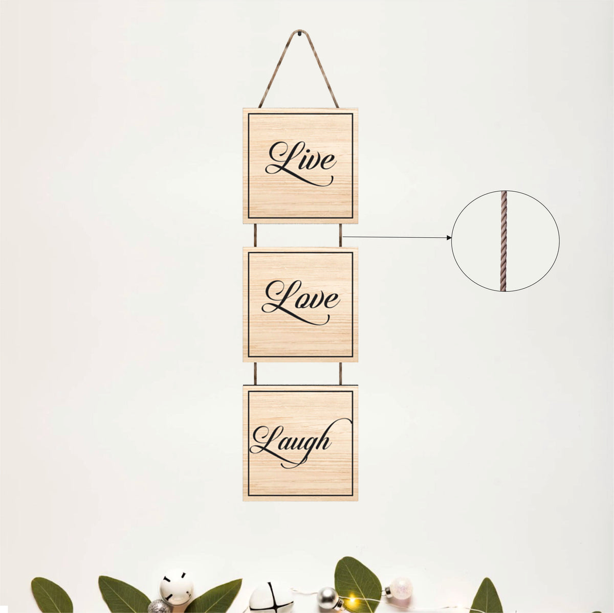 Live Love Laugh Natural Wooden Wall Hanging