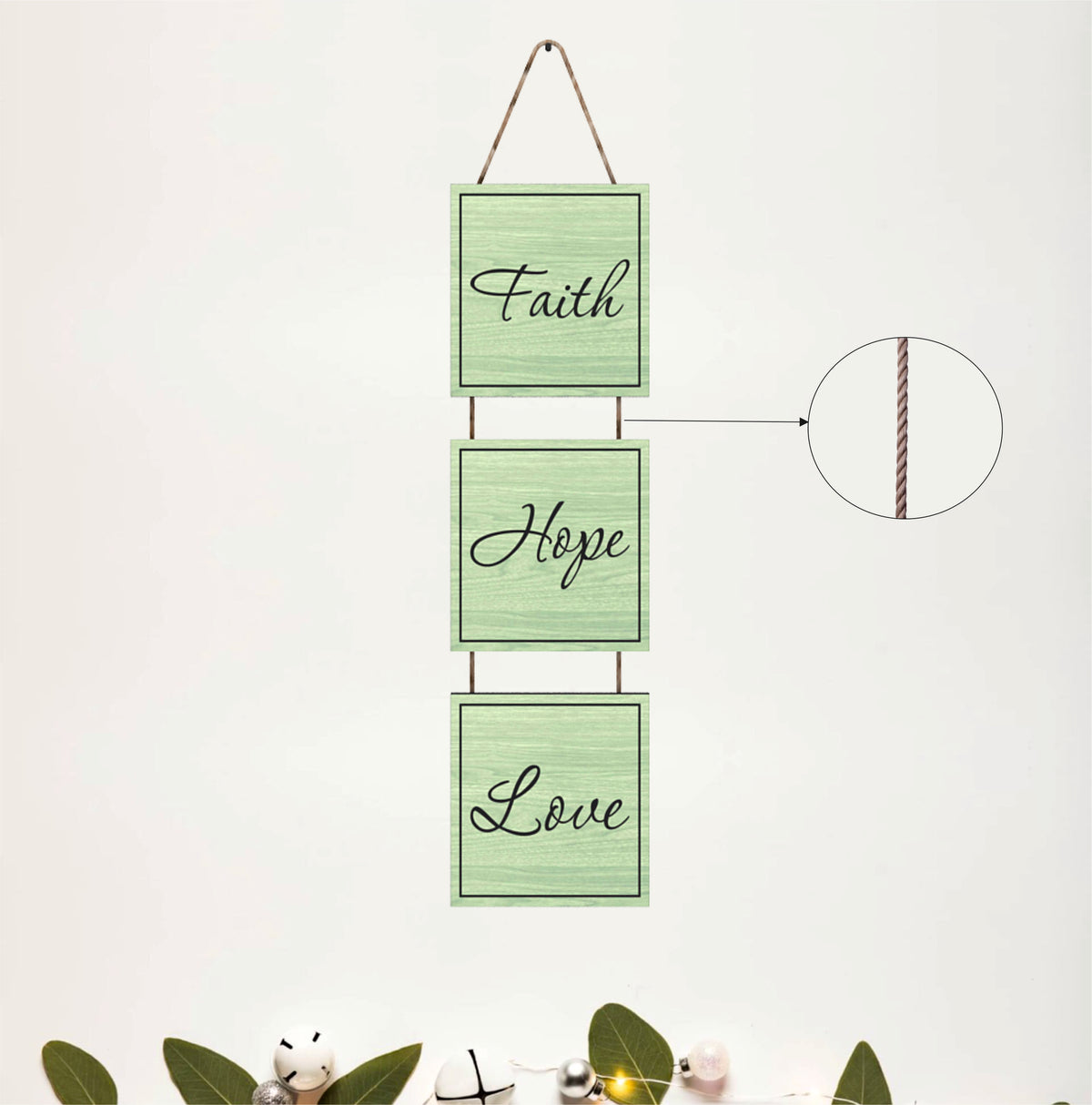 Faith Hope Love Wooden Wall Hanging