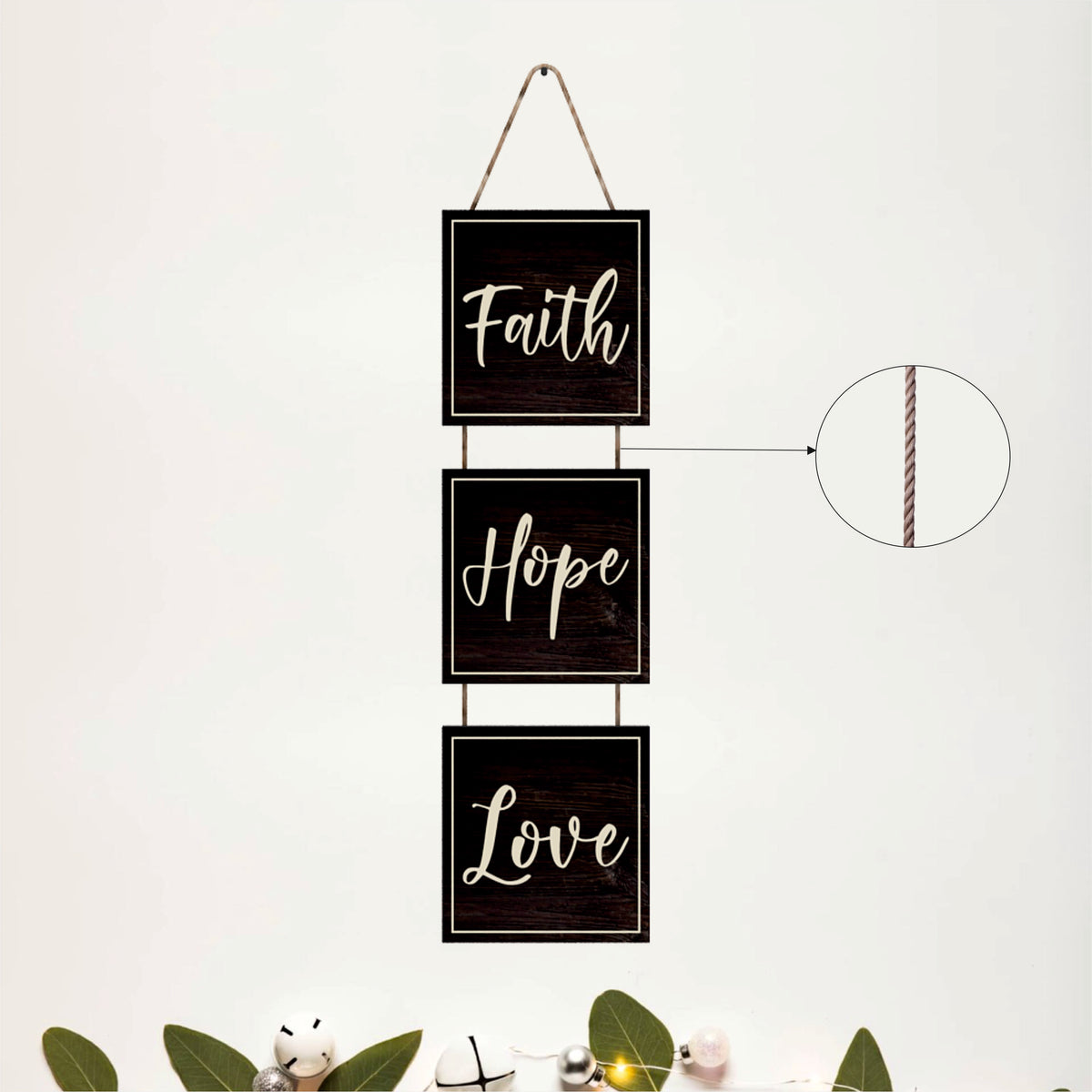 Faith Hope Love Classic Wooden Wall Hanging