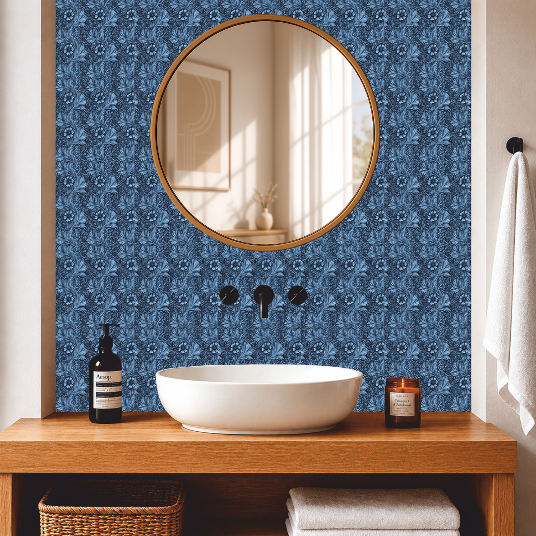 Midnight Blue Damask Tile Sticker
