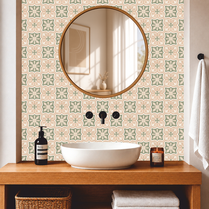 Sage Blossom Medallion Tile Sticker