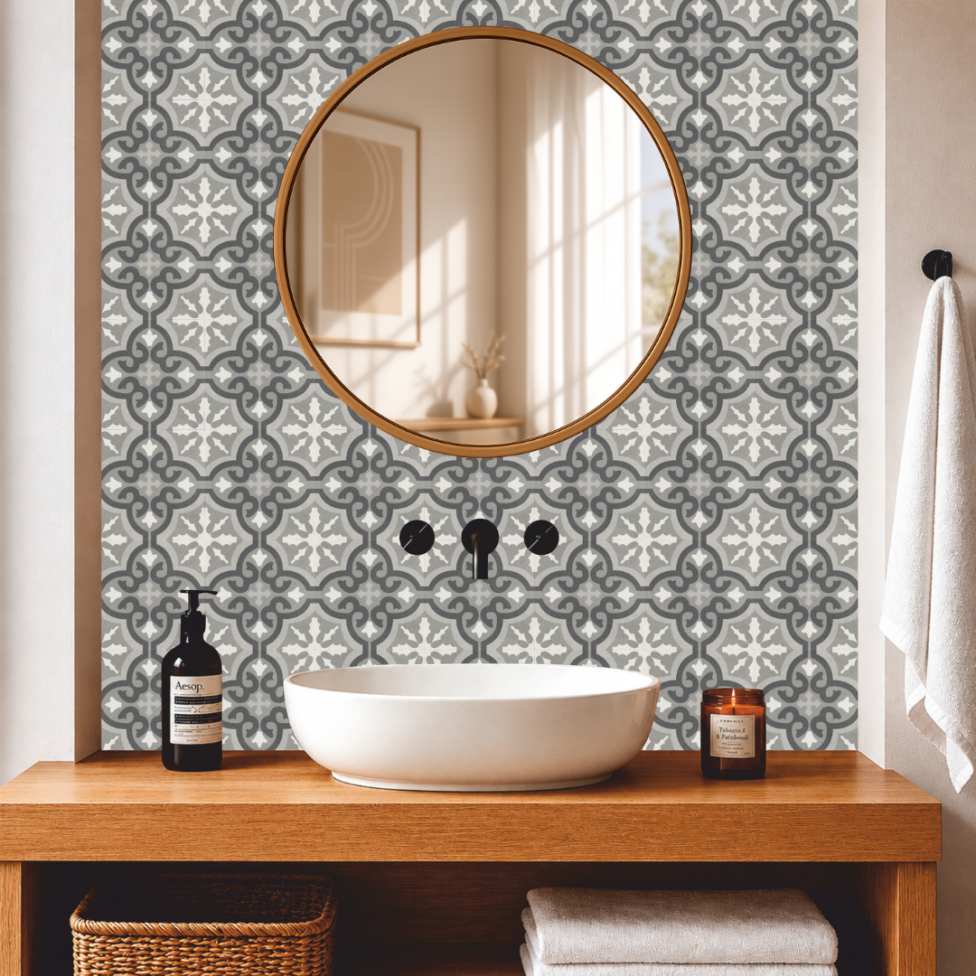 Charcoal Arabesque Tile Sticker