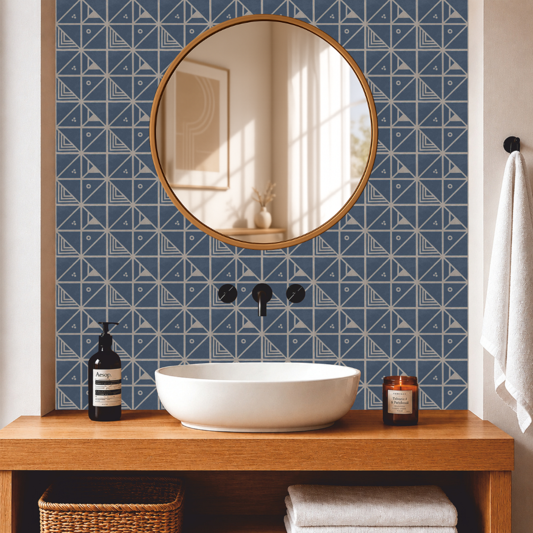 Contemporary Navy Mosaic Tile Sticker