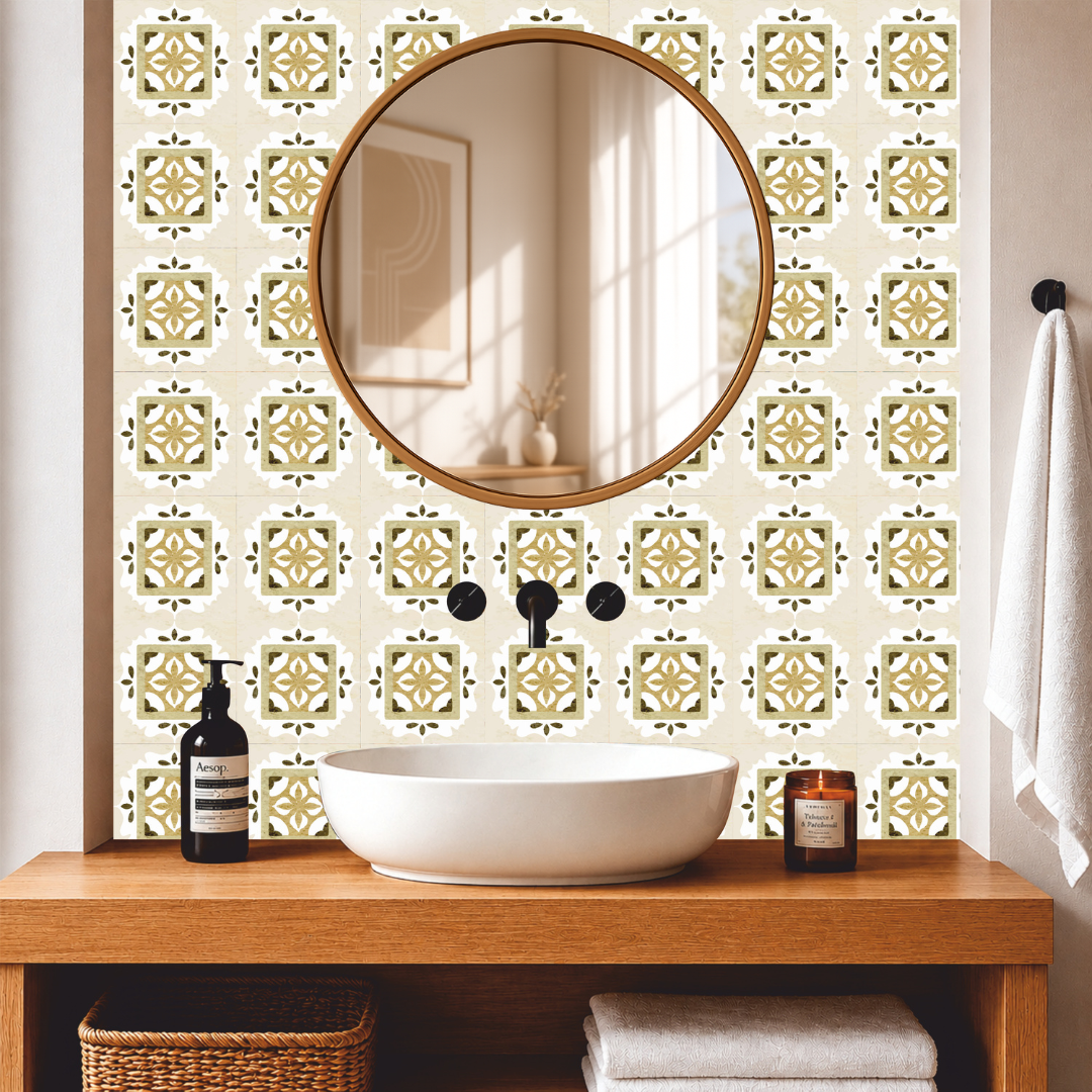 Sandstone Floral Tile Sticker