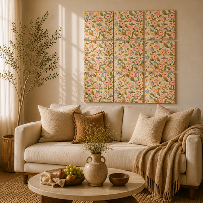 Vintage Floral Garden Wooden Wall Art