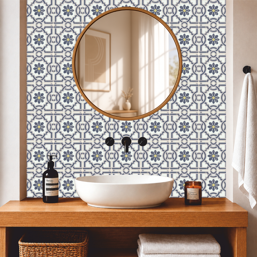 Traditional Floral Accent Tile Sticker