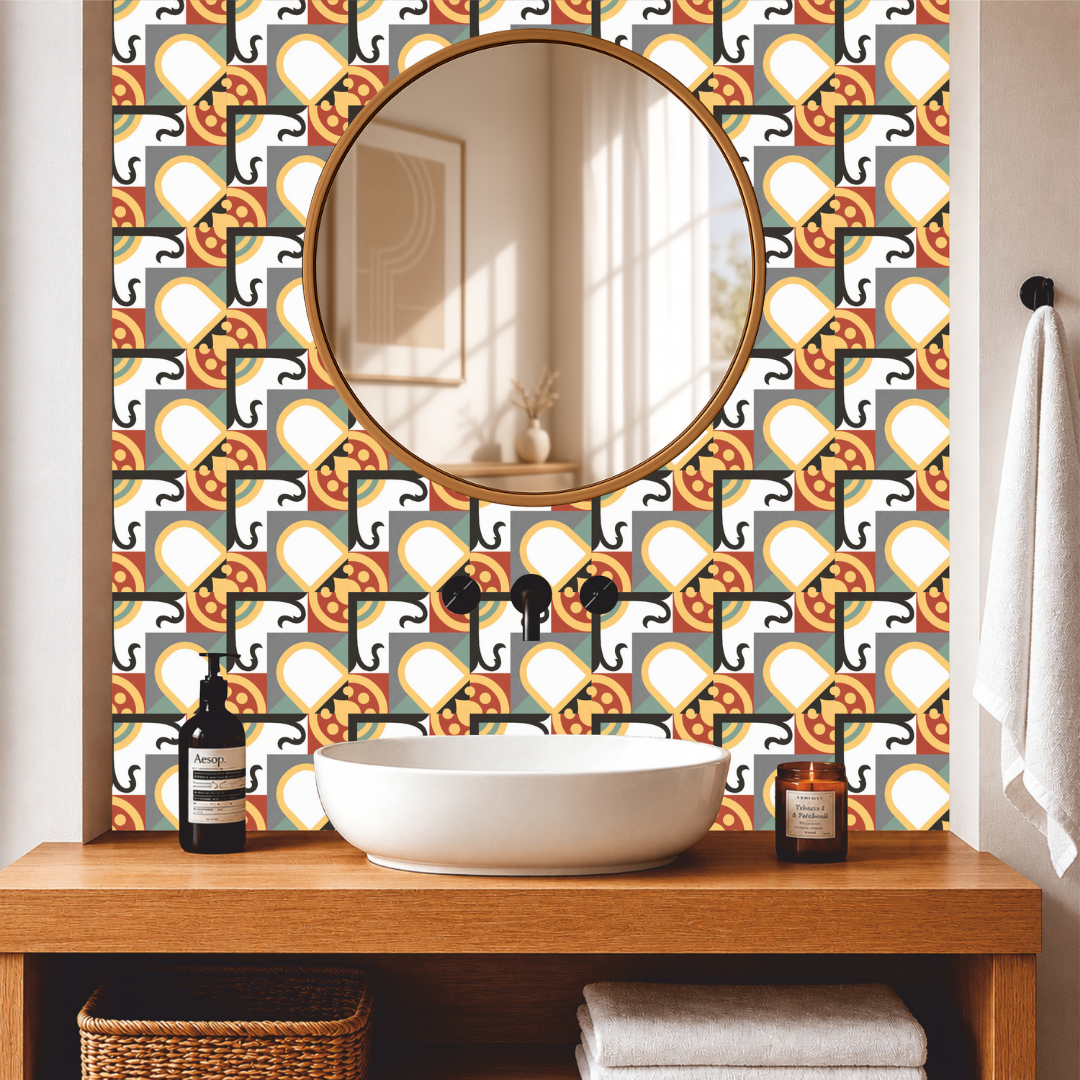 Geometric Color Block Tile Sticker