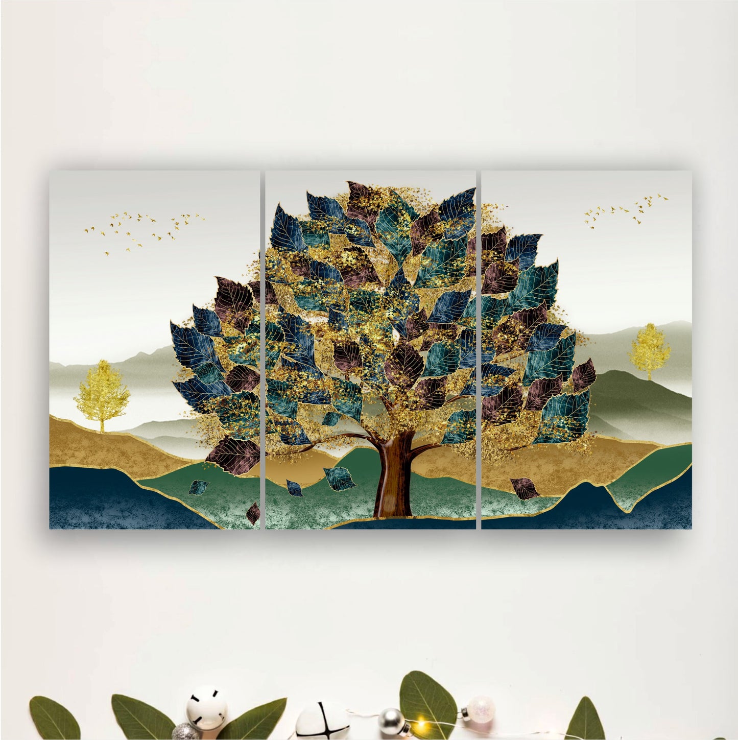 Scenic Golden Tree Wooden Wall Decor