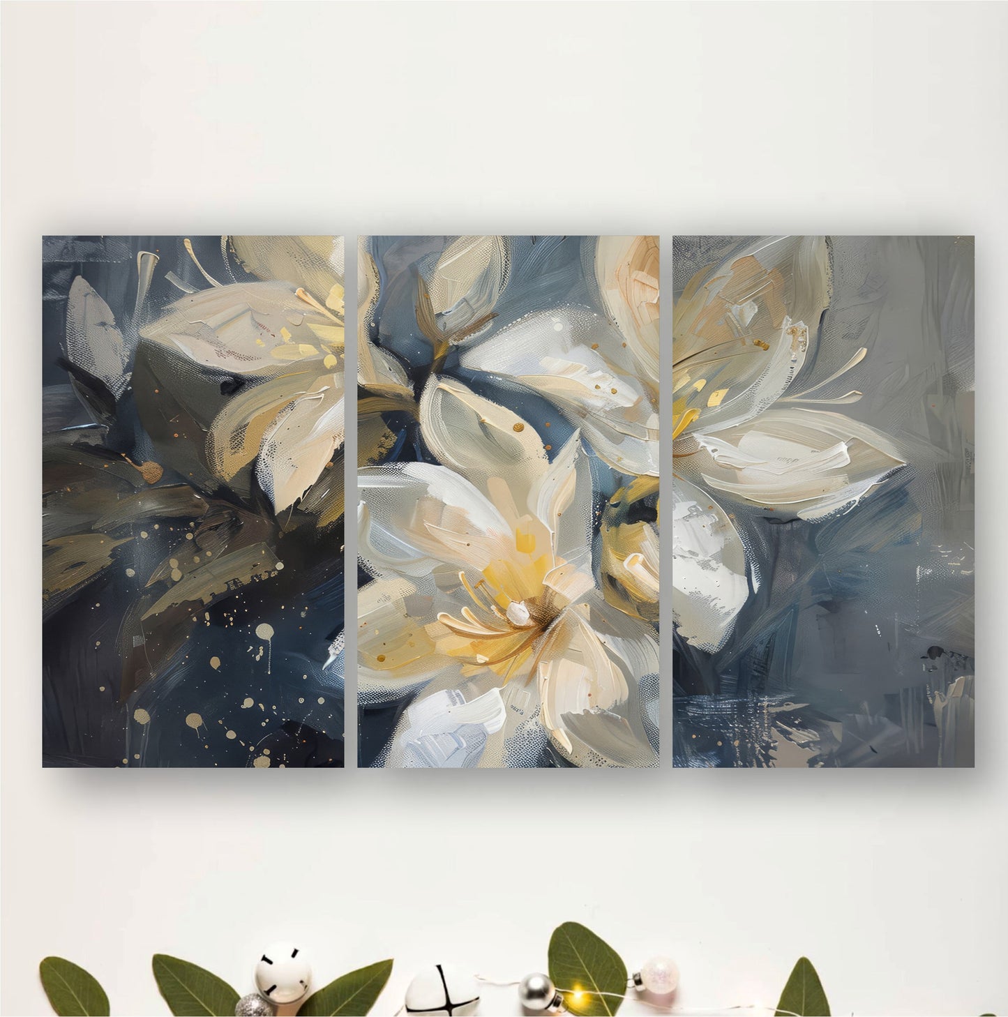Elegant White Magnolia Wooden Wall Art