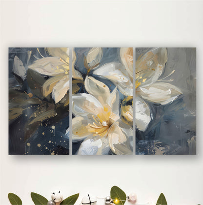 Elegant White Magnolia Wooden Wall Art