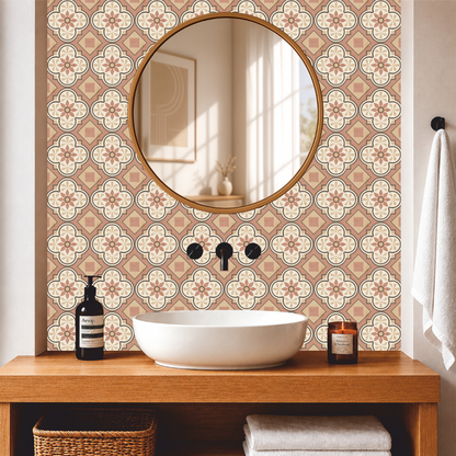 Soft Terracotta Floral Tile Sticker