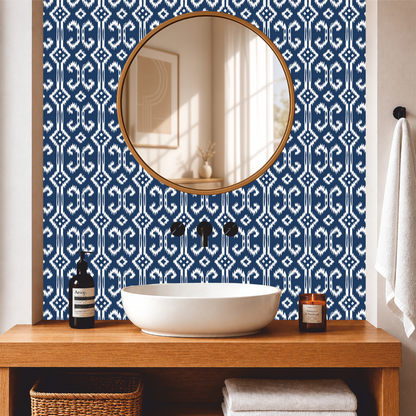 Indigo Ikat Pattern Tile Sticker