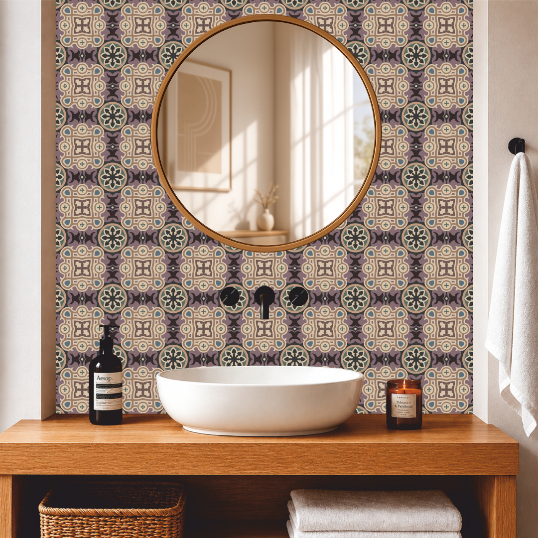 Vintage Victorian Floral Mosaic Tile Sticker