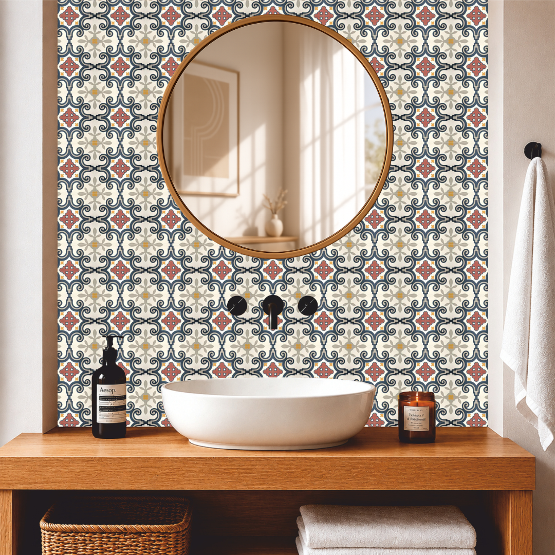 Vintage Mediterranean Scroll Tile Sticker