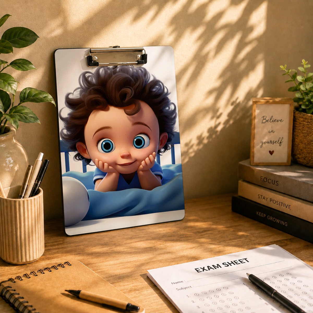 Cute Curly Hair Baby Clipboard – Adorable Kids Artwork