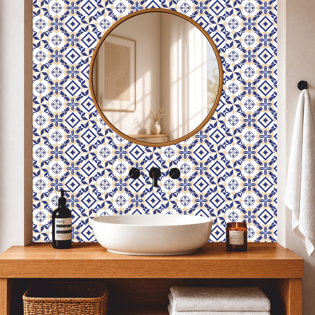 Cobalt Botanical Tile Sticker