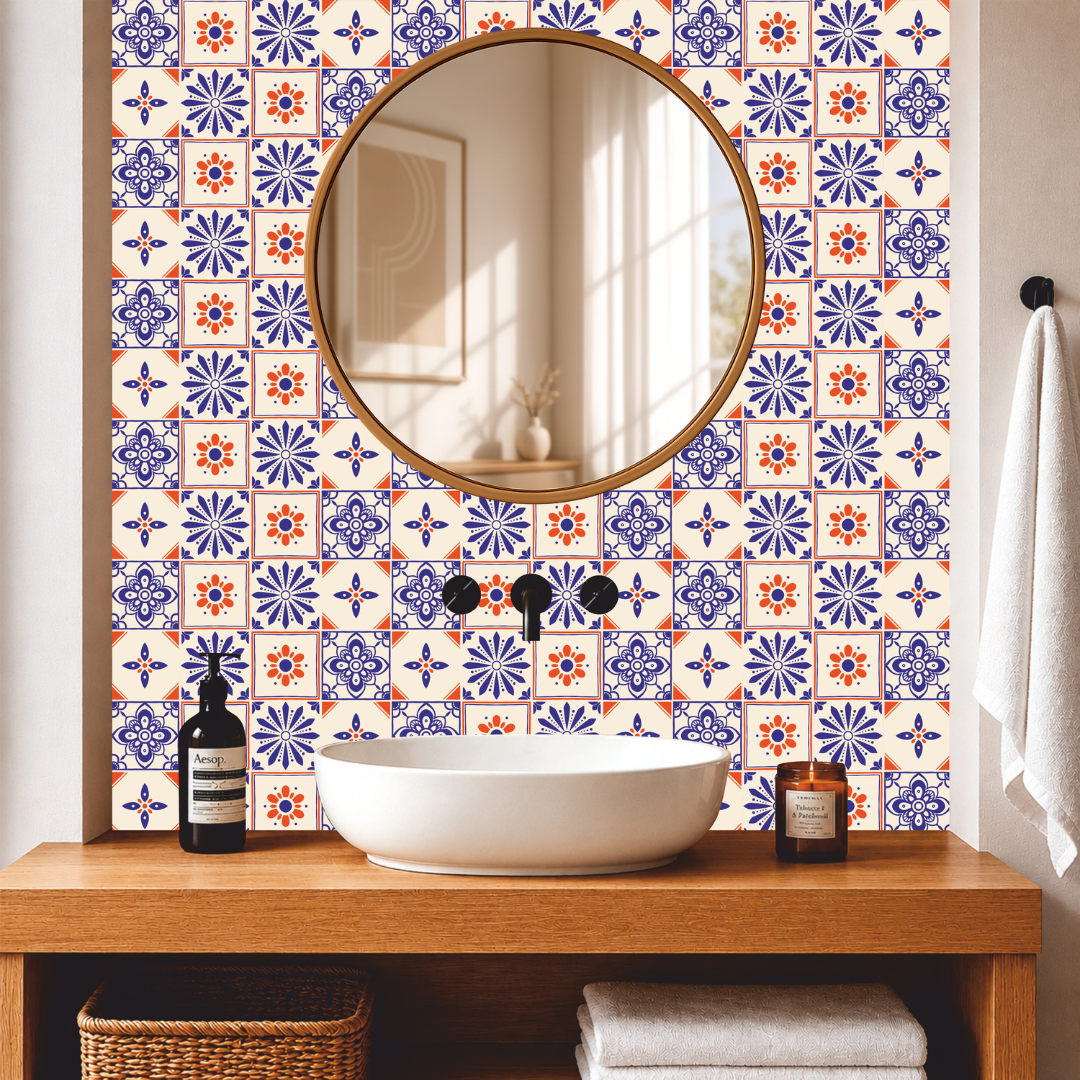 Azure Bloom Tile Sticker
