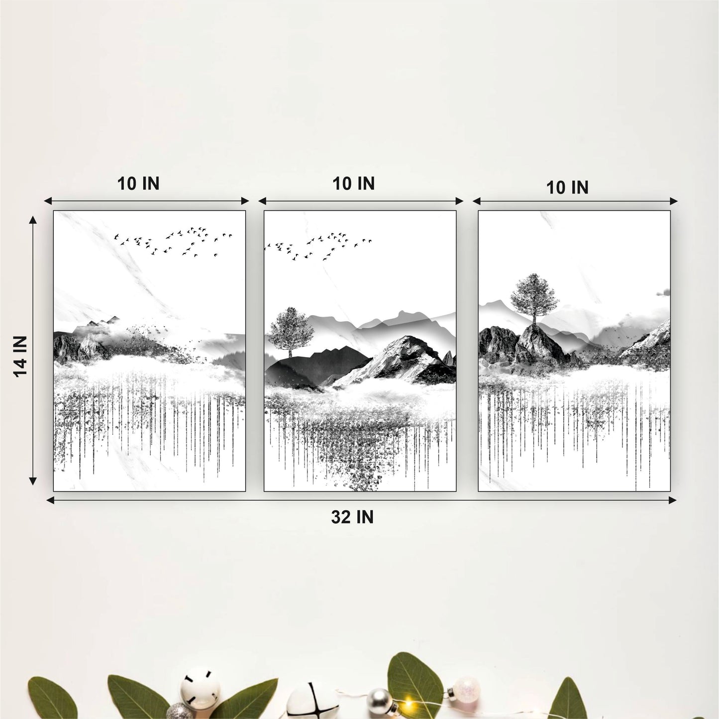 Black & White Mountain Wooden Wall Decor