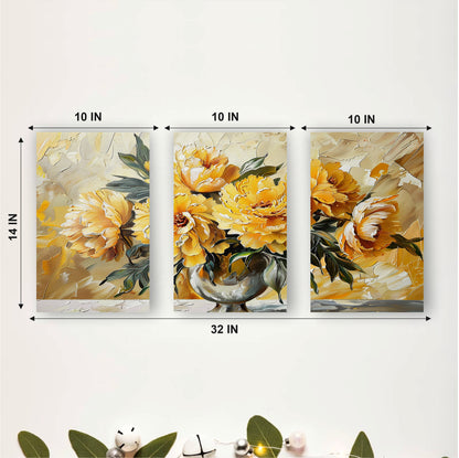 Artistic Peony Bouquet Wooden Wall Hanging