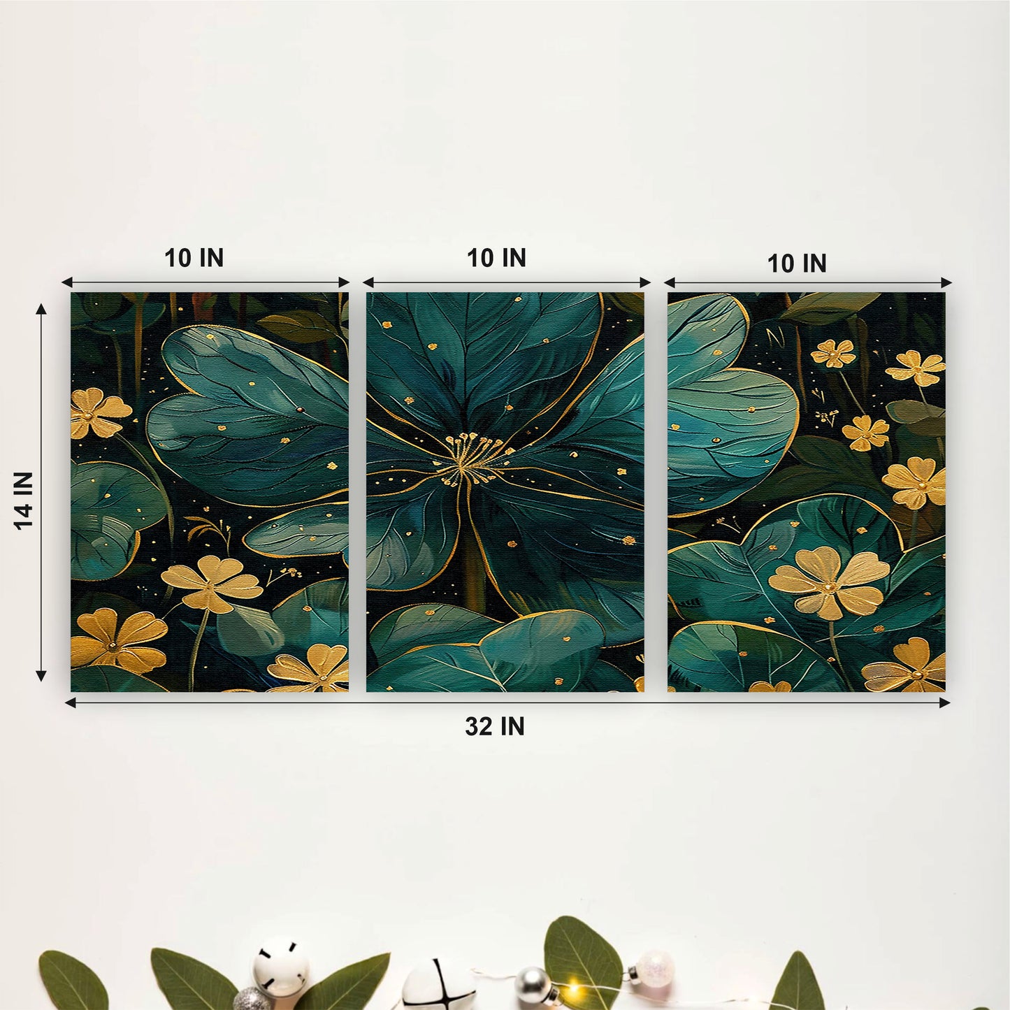 Golden Botanical Floral Wall Art
