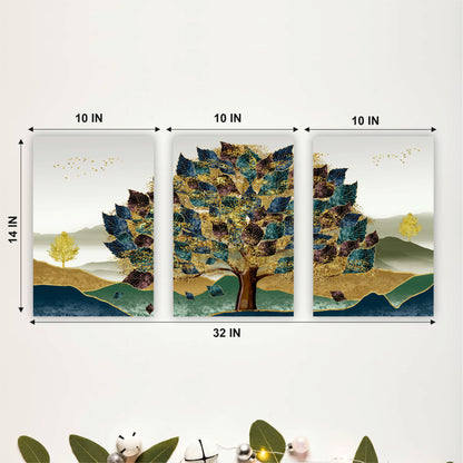 Scenic Golden Tree Wooden Wall Decor